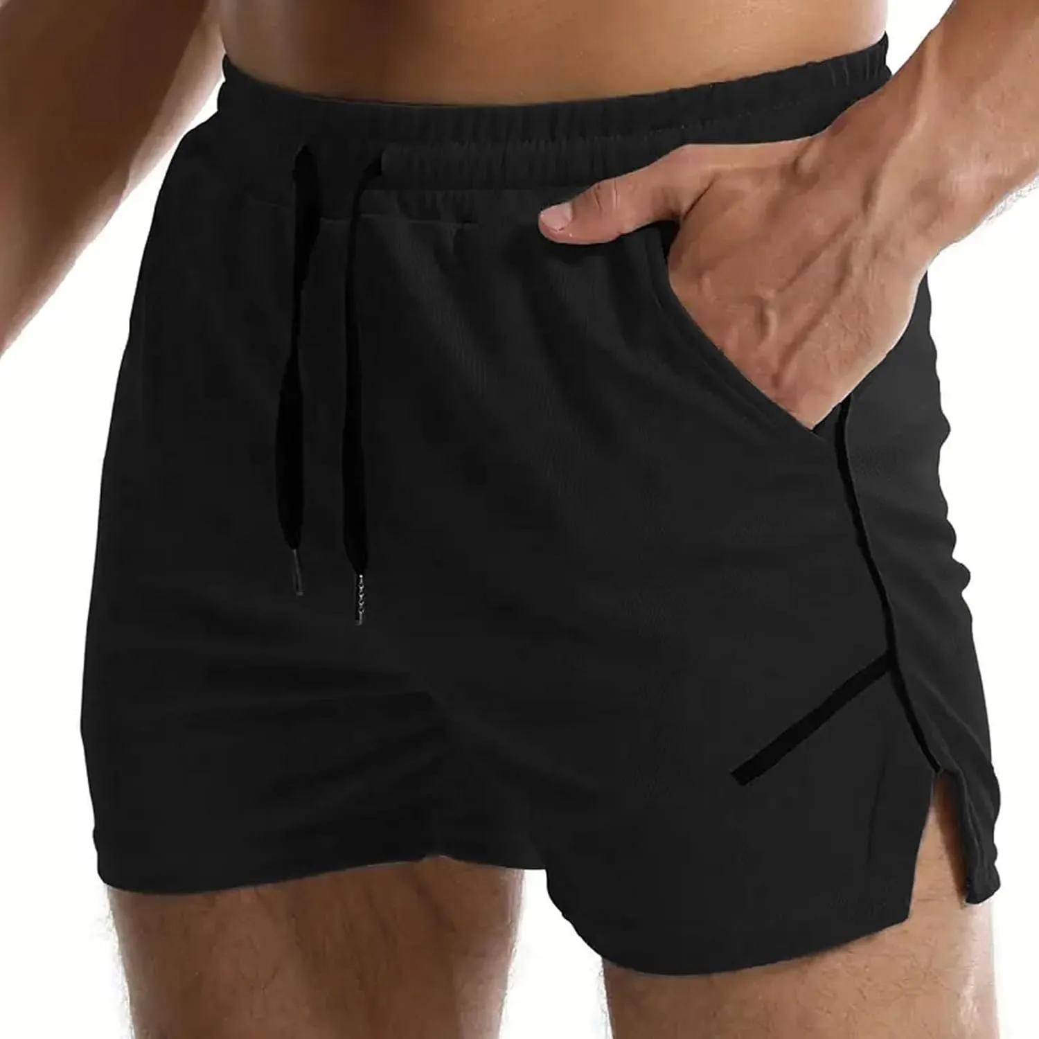 Mens Running Shorts Quick Dry Gym Athletic Workout Shorts Sports Split Bottoms for Men with Pockets