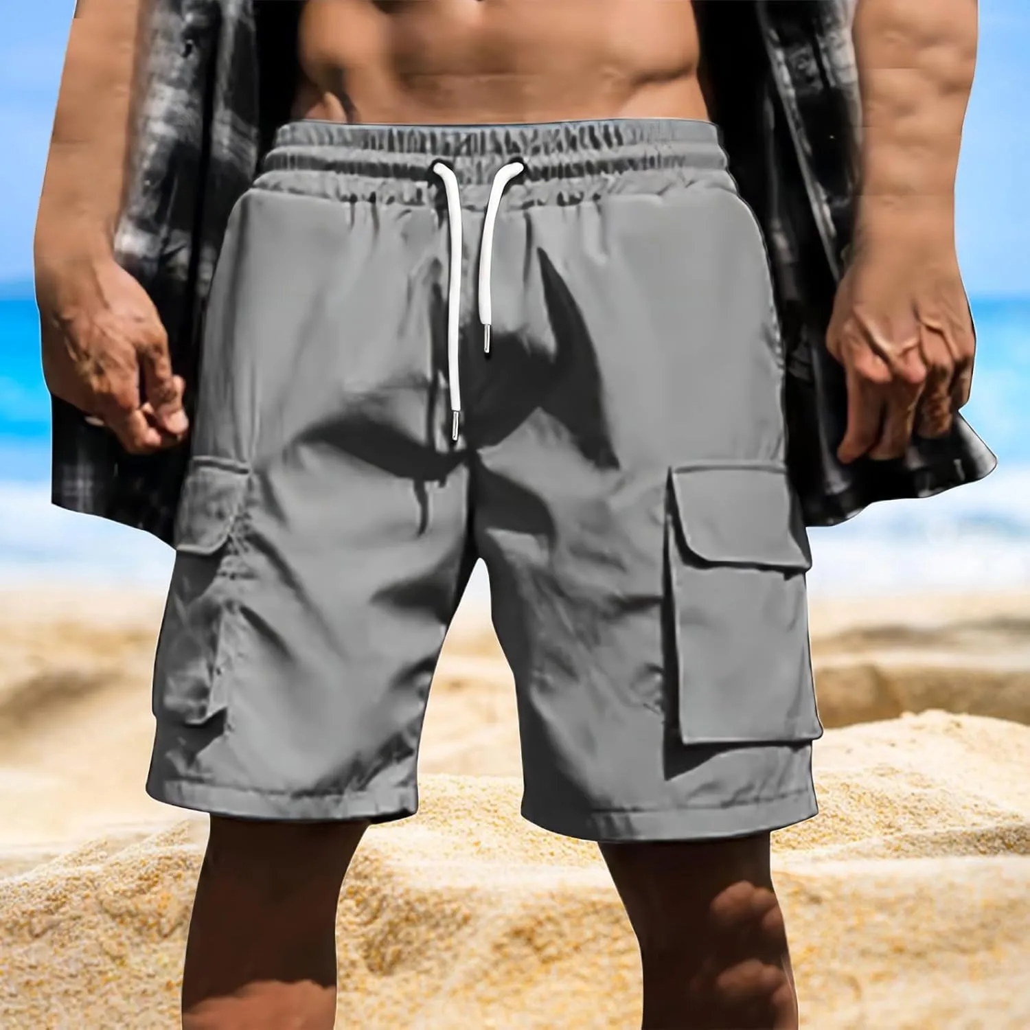 Mens Running Shorts Quick Dry Gym Athletic Workout Shorts Sports Split Bottoms for Men with Pockets