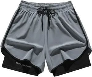 Mens Shorts 3 Inch with Lining Quick Dry Short Pants Colorblock Elastic Waist Sports Wear Mens Active Wear Athletic Gear