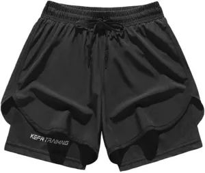 Mens Shorts 3 Inch with Lining Quick Dry Short Pants Colorblock Elastic Waist Sports Wear Mens Active Wear Athletic Gear
