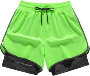 Mens Shorts 3 Inch with Lining Quick Dry Short Pants Colorblock Elastic Waist Sports Wear Mens Active Wear Athletic Gear