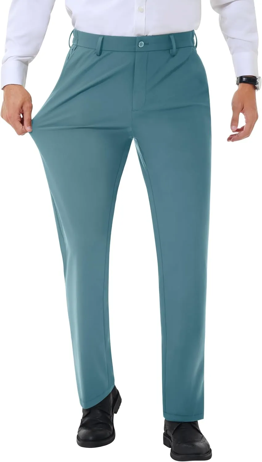 Mens Stretch Dress Pants Slim Fit Dress Pants for Men Expandable Waist Casual Dress Pants Athletic Golf Pants