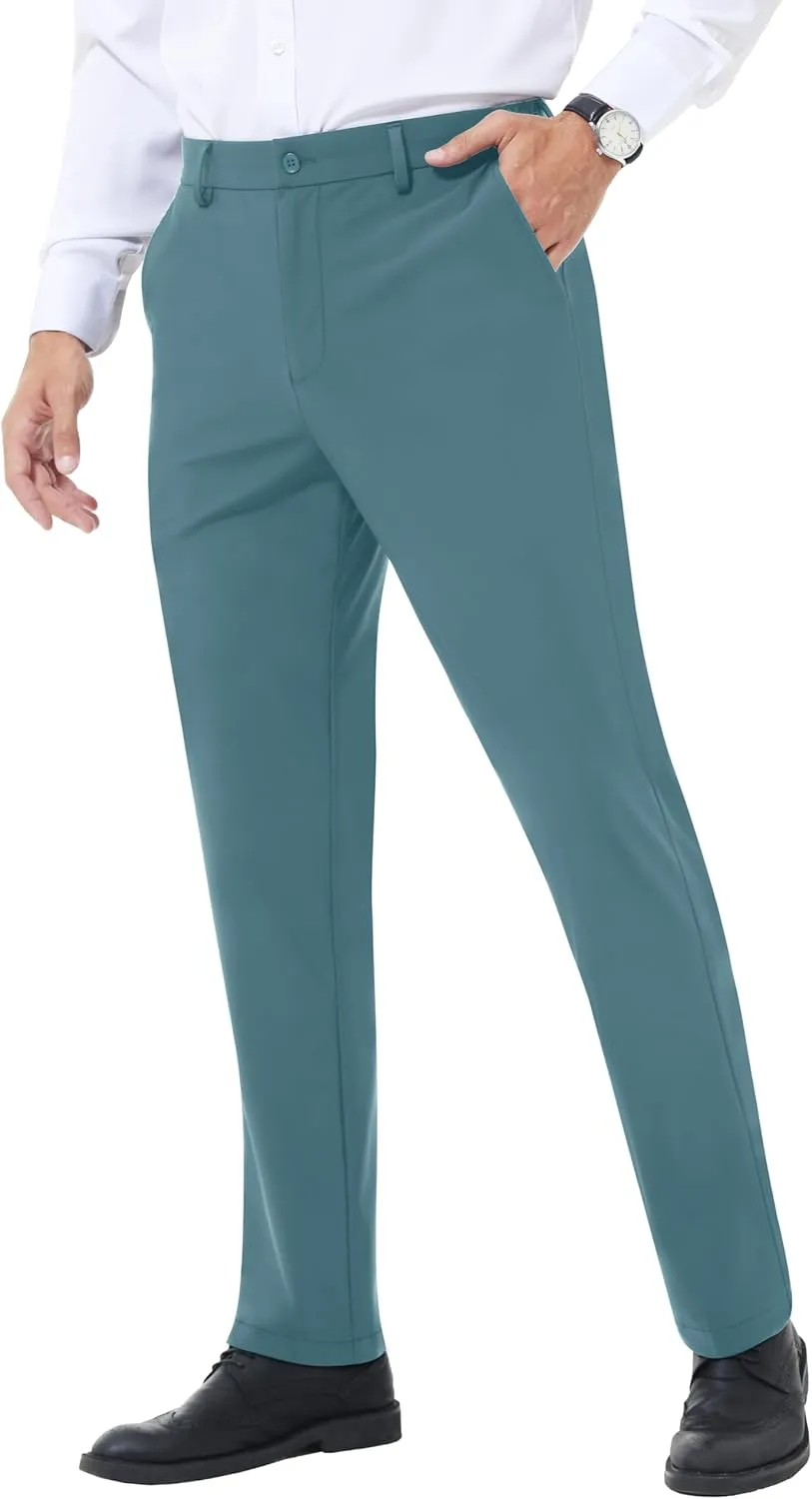 Mens Stretch Dress Pants Slim Fit Dress Pants for Men Expandable Waist Casual Dress Pants Athletic Golf Pants