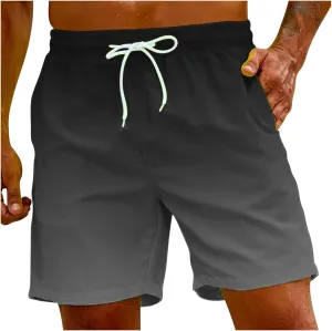 Mens Swim Trunks Compression Liner Gradient Color Swim Shorts Swimwear Quick Dry Swimsuit Bathing Suits Board Shorts