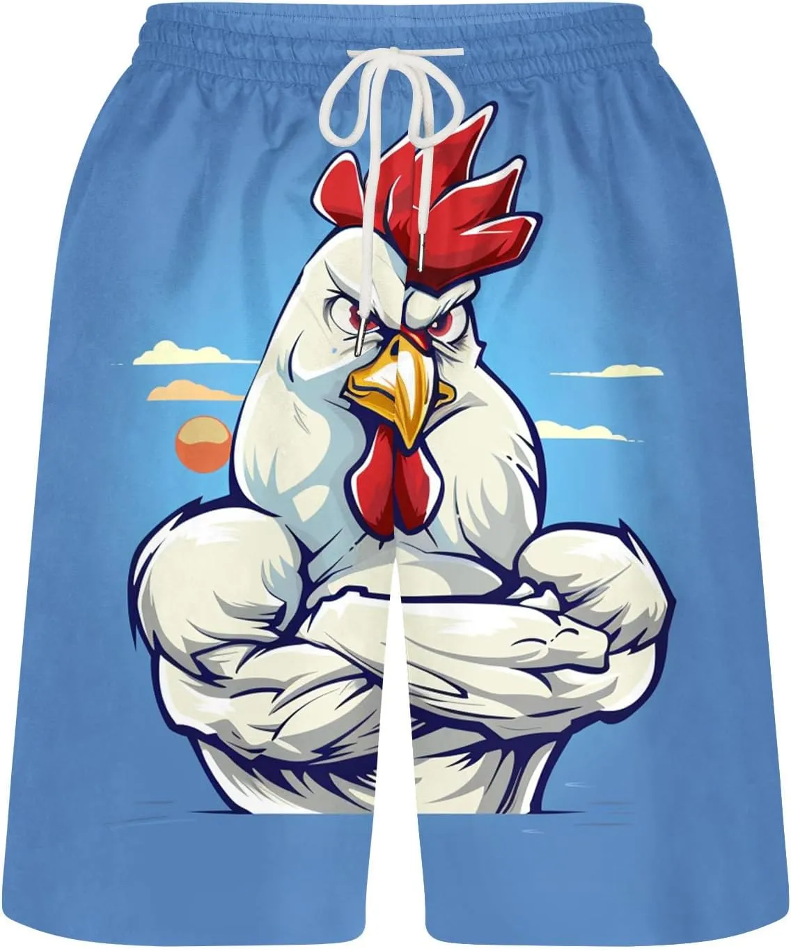 Mens Swimming Trunks Funny Print Summer Beach Shorts Big and Tall Novelty Quick Dry Holiday Hawaiian Bathing Suits