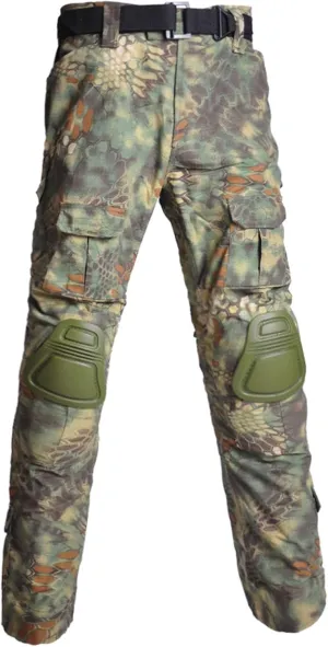 Men's Tactical Pants with Knee Pads Military Trousers Outdoor Hiking Pants Rip-Stop Camo Pants Water Resistant Pants