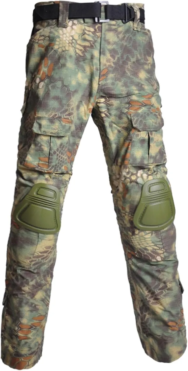 Men's Tactical Pants with Knee Pads Military Trousers Outdoor Hiking Pants Rip-Stop Camo Pants Water Resistant Pants