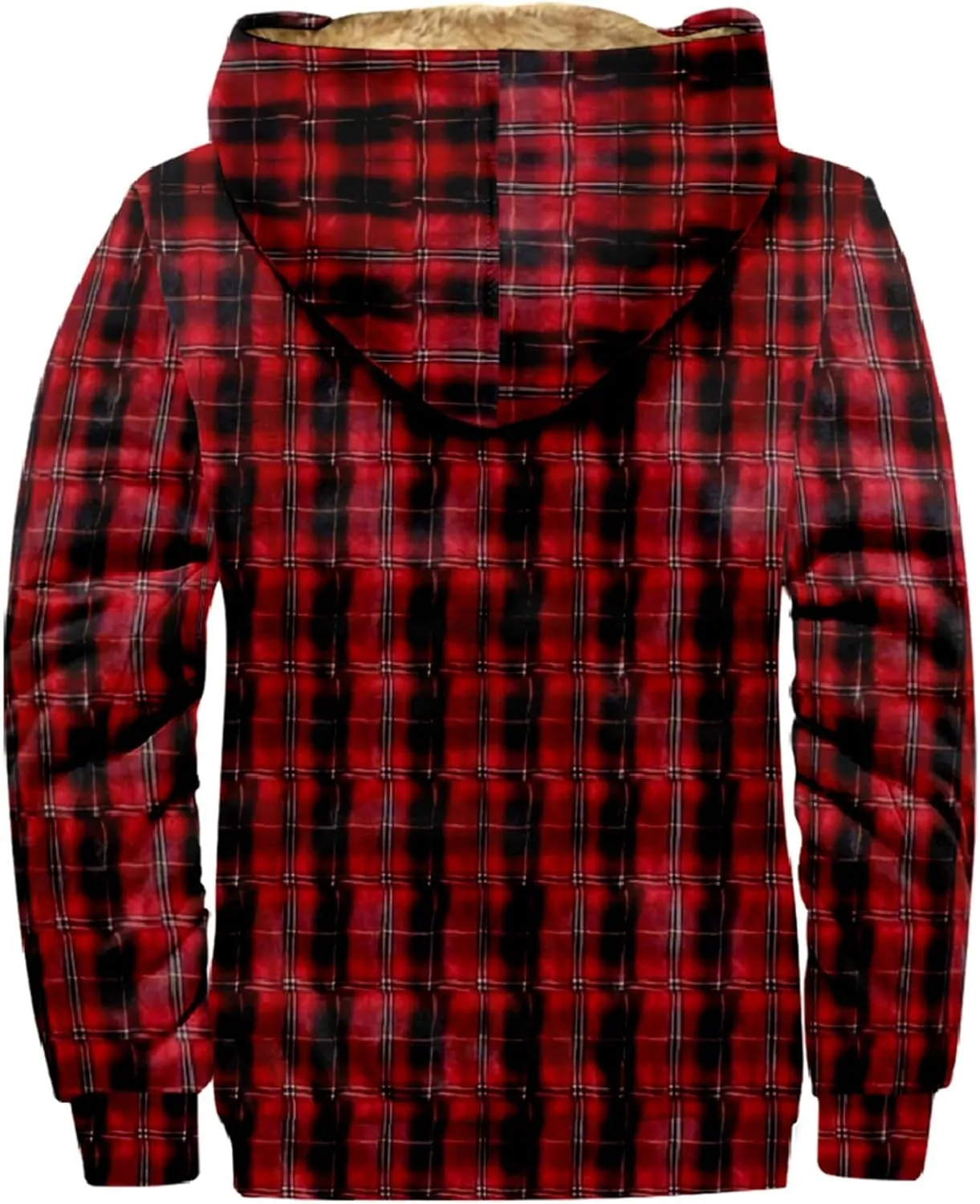Mens Western Fleece Lined Jacket Cowboy Bull Head Print Hooded Full Zip Winter Coats Thicken Warm Jackets with Pocket