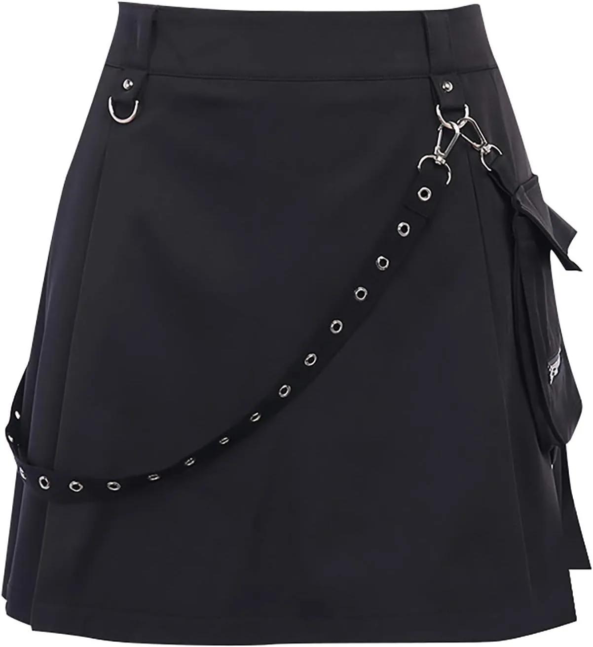 Mini Skirt for Women Girls Streewear Skirt Pleated High Waist Women Belt Irregular Punk Gothic Style A-line Skirt