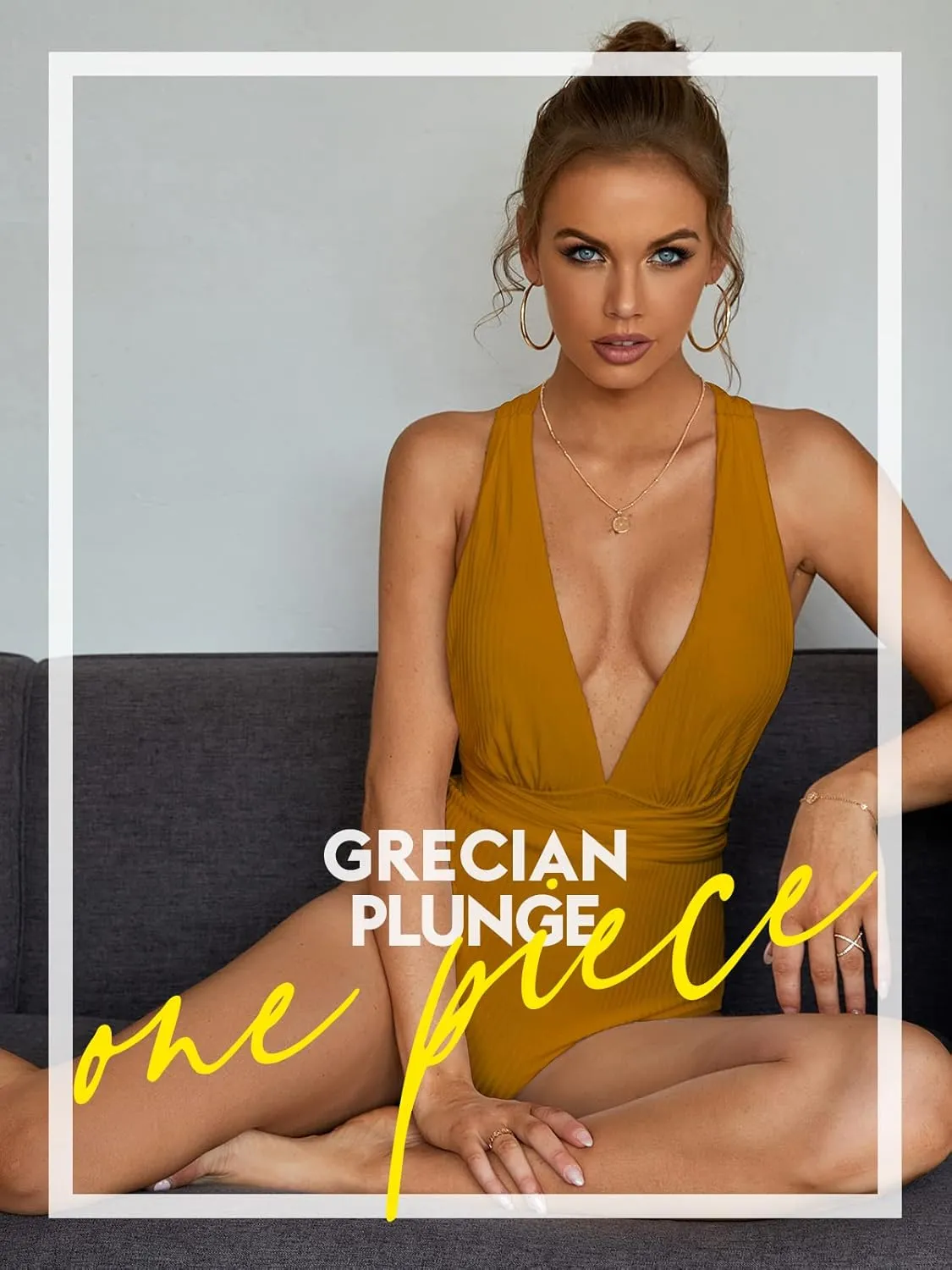 MOLYBELL Women's Plunge One Piece Bathing Suit Deep V Neck Swimsuits Crisscross Wrap Tie Monokini High Waisted Swimwear