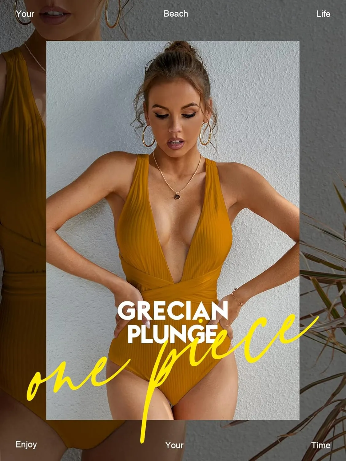 MOLYBELL Women's Plunge One Piece Bathing Suit Deep V Neck Swimsuits Crisscross Wrap Tie Monokini High Waisted Swimwear