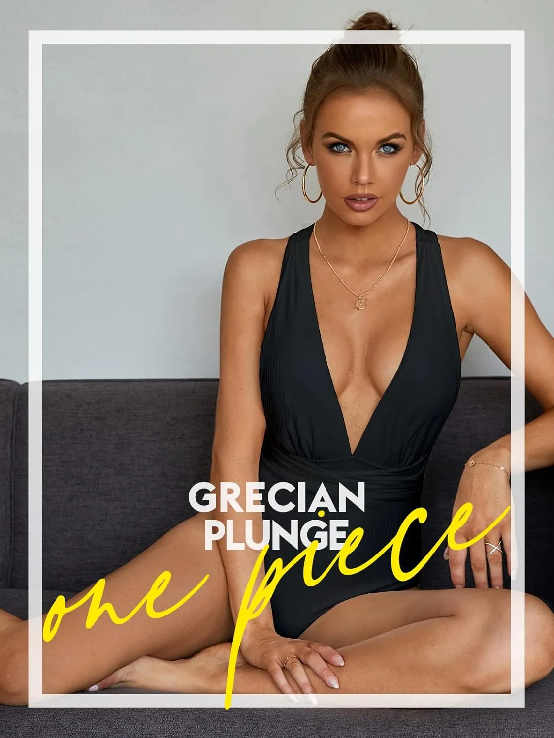 MOLYBELL Women's Plunge One Piece Bathing Suit Deep V Neck Swimsuits Crisscross Wrap Tie Monokini High Waisted Swimwear