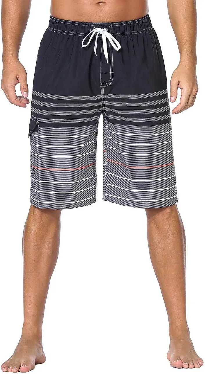 Nonwe Men's Beachwear Board Shorts Quick Dry with Mesh Lining Swim Trunks