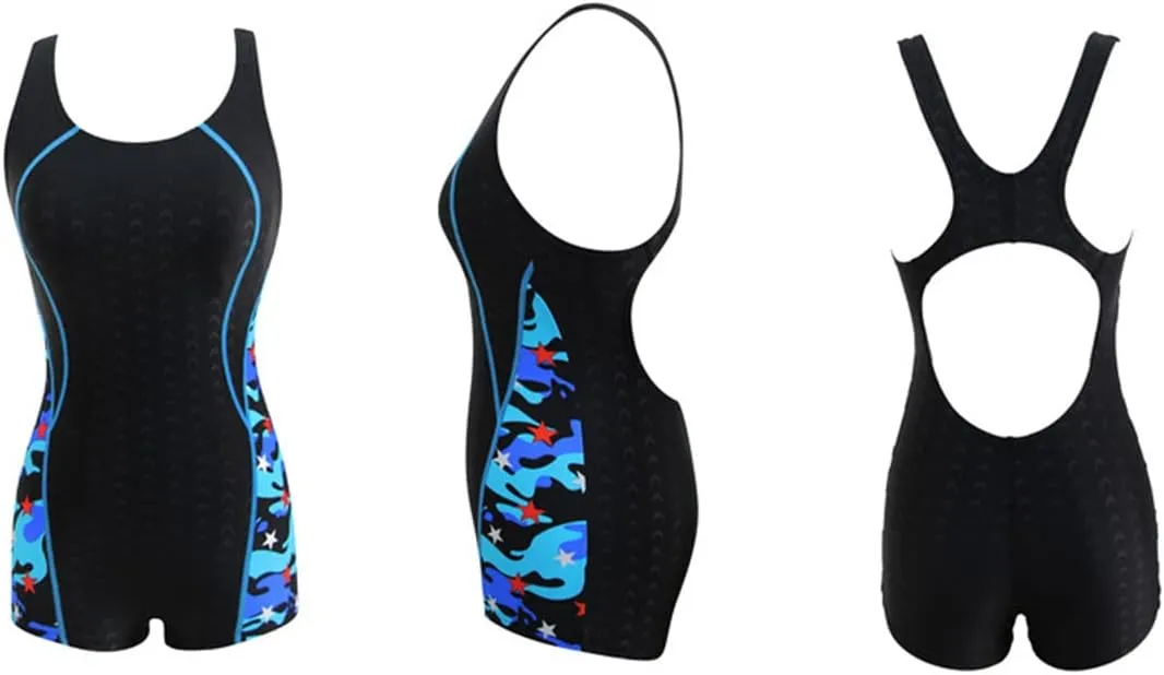 One-Piece Backless Training Sport Boyleg Bathing Suits Women Tummy Control Competitive Athletic Racerback Lap Swimsuit