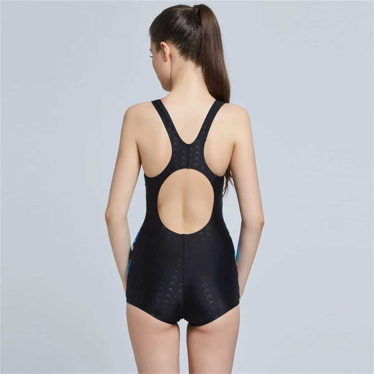 One-Piece Backless Training Sport Boyleg Bathing Suits Women Tummy Control Competitive Athletic Racerback Lap Swimsuit