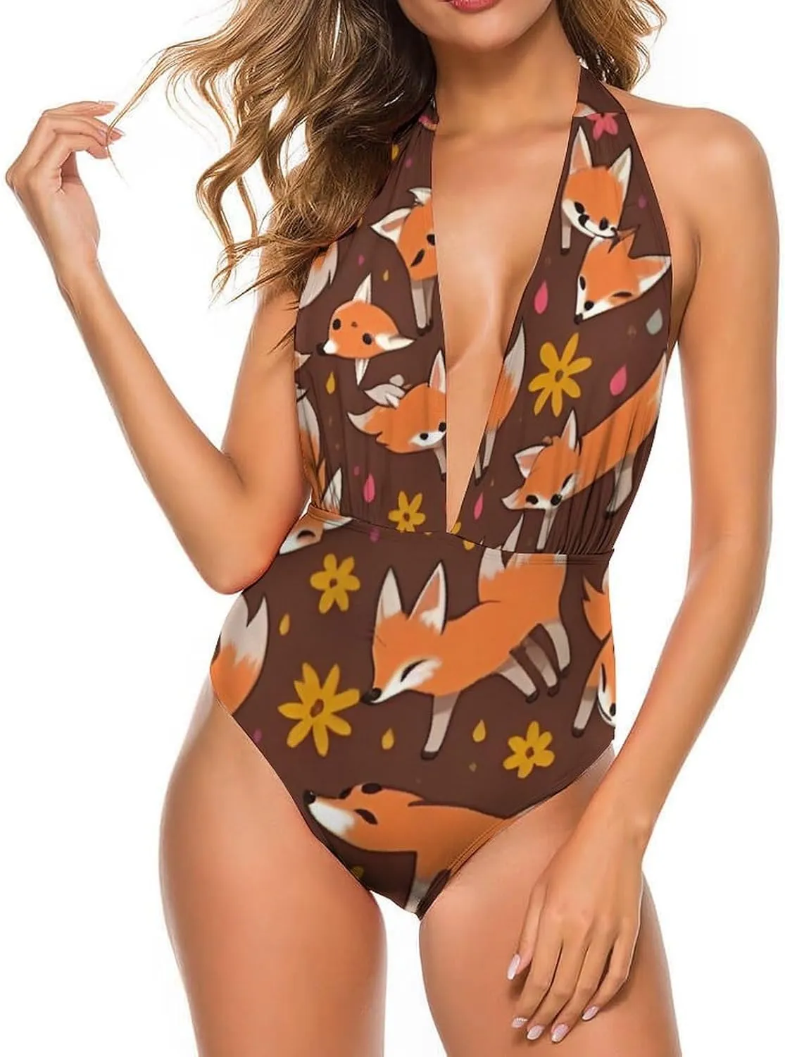 One Piece Swimsuit for All Women, V-Neckline Swimdress Monokini Beachwear
