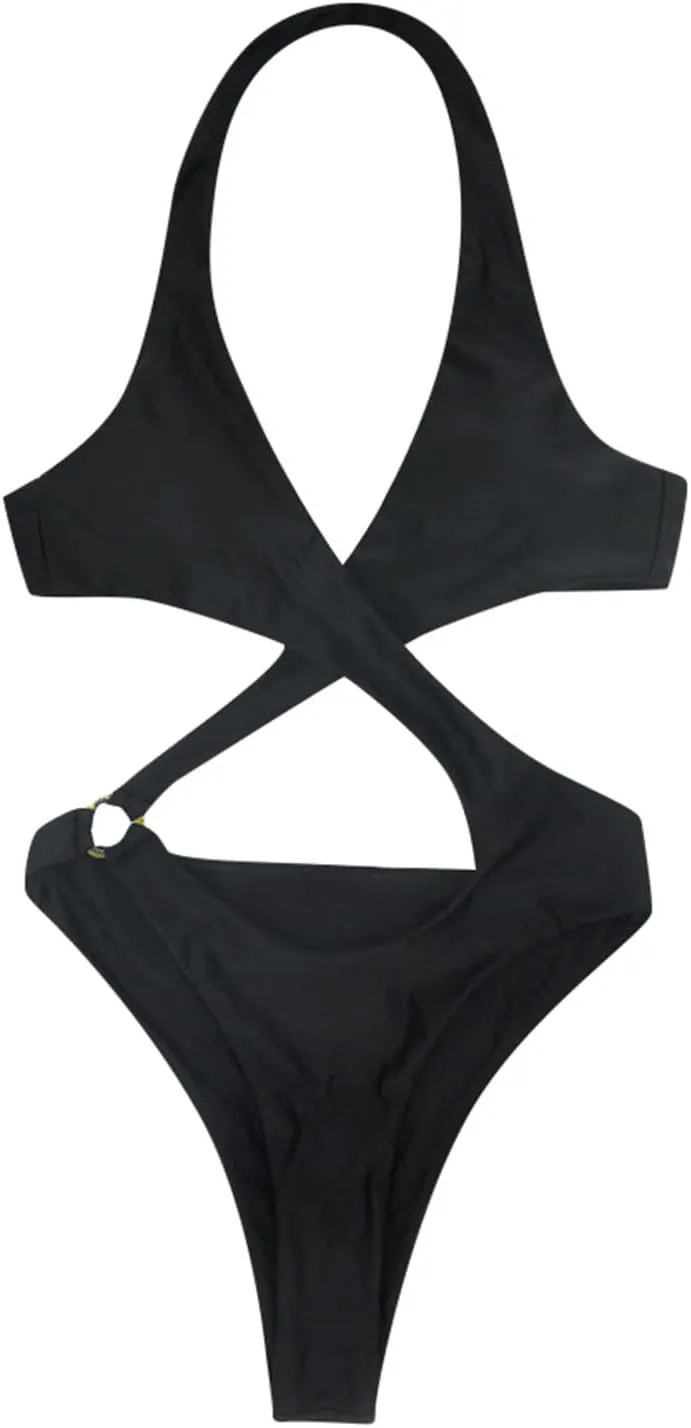 One Piece Swimsuit for Women Tummy Control Bathing Suit Full Coverage Swimsuit V Neck Criss Cross Push up Swimwear