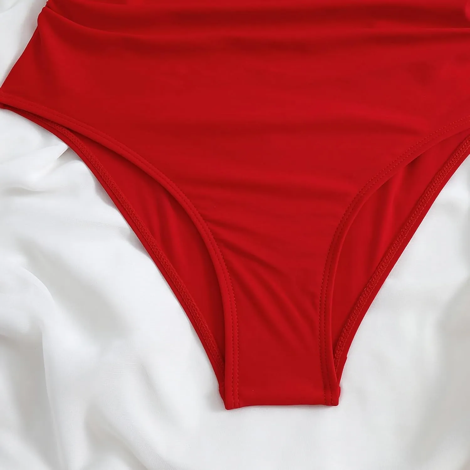 One Piece Swimsuits Women Tummy Control Thong Monokini Cutout High Waisted Bathing Suit Criss Cross Tie Back Monokinis