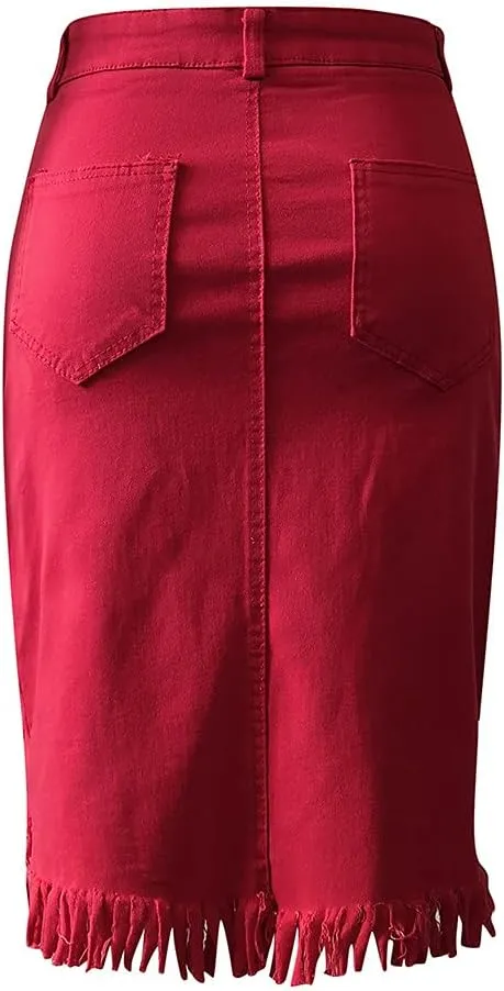 Open Skirts Mini Slim Fit Skirt Button Split Denim Design Slim fit Skirt dressy Women's Front athletic Fashion Summer Skirt