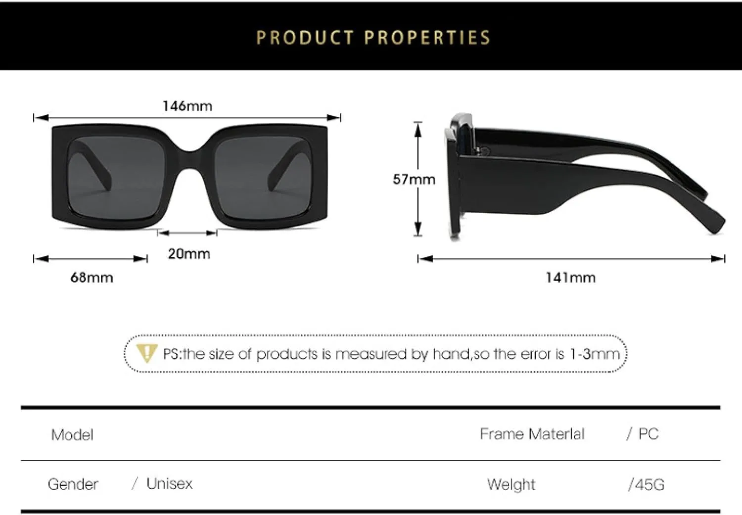 Oversized Vintage Female Women Fashion Big Frame Sun Glasses Men Uv400