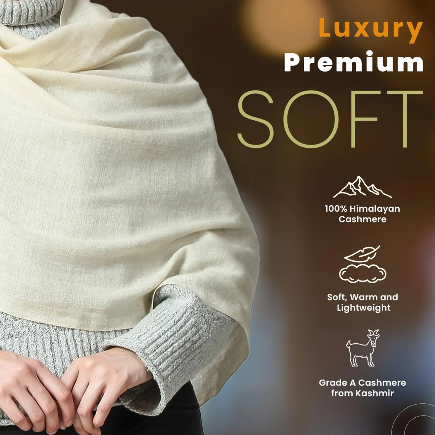 PASHWRAP 100% Himalayan Cashmere Wrap | Lightweight Cashmere Scarf | Ultra Thin Kashmiri Pashmina Shawl | Ideal For Travel