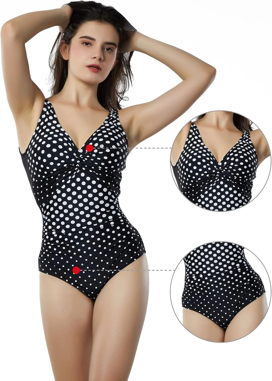 PHAYON Woman's One-Piece Swimsuit Tummy Control Beachwear V-Neck and Backless Swimwear