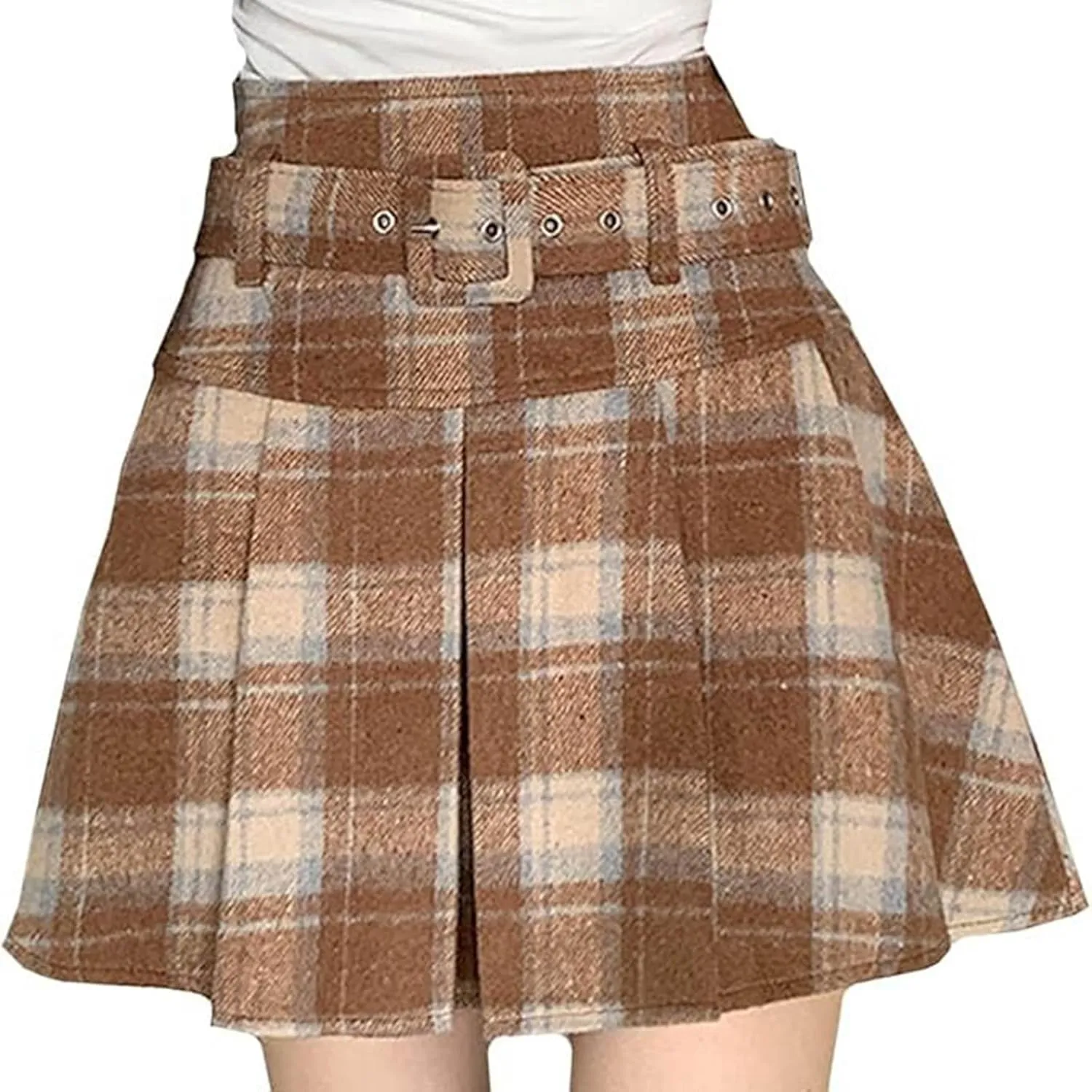 Pleated Skirts for Women High Waist A Line Skirts Plain Plaid Mini Skirts Casual Comfy Elegant Skirts Everydaywear