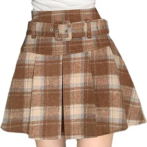 Pleated Skirts for Women High Waist A Line Skirts Plain Plaid Mini Skirts Casual Comfy Elegant Skirts Everydaywear