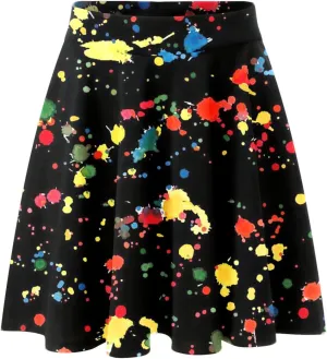Pleated Skirts Womens Classic Daily Elegant Casual Mini Skirt Elastic High Waist Skirt Floral Print Skirts for