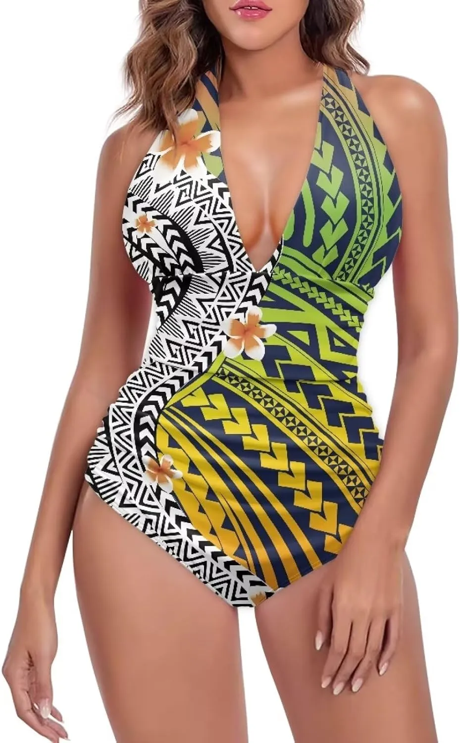 Polynesia Beachwear Swimsuit Ladies Backless Tummy Control Swimwear Sexy One Piece Beach Swimsuits