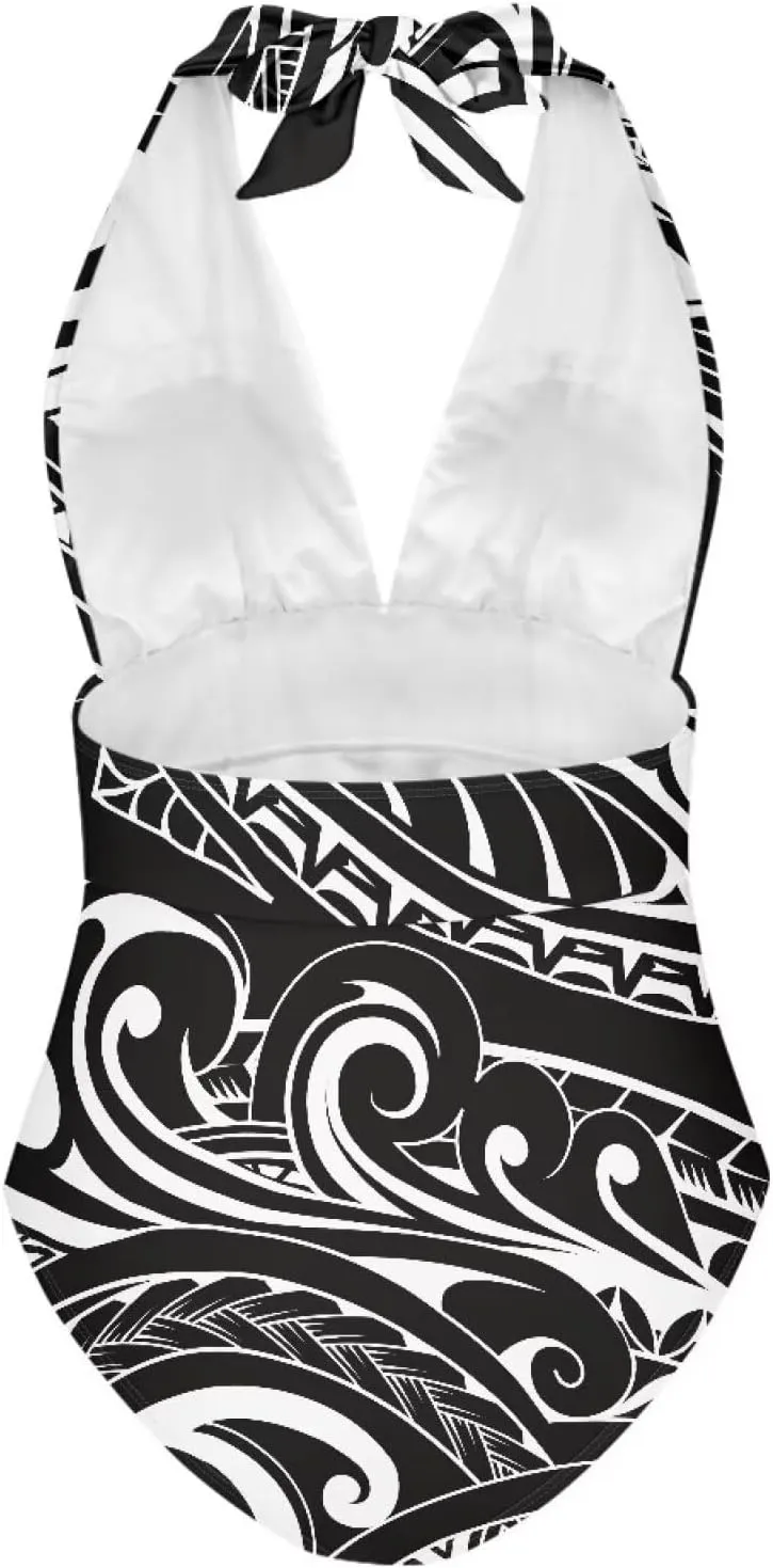 Polynesia Beachwear Swimsuit Ladies Backless Tummy Control Swimwear Sexy One Piece Beach Swimsuits
