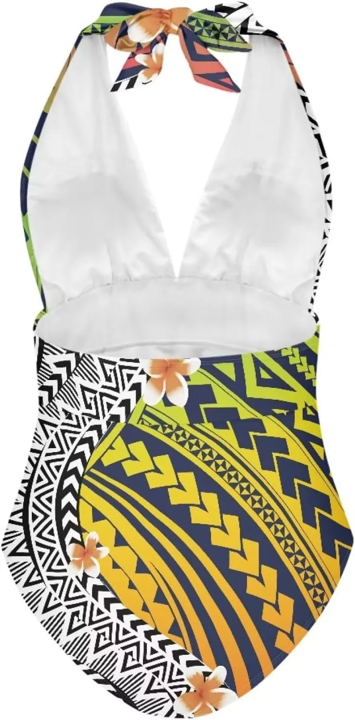 Polynesia Beachwear Swimsuit Ladies Backless Tummy Control Swimwear Sexy One Piece Beach Swimsuits