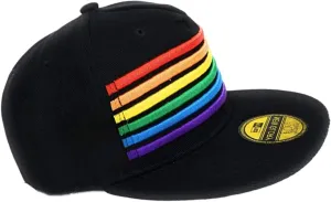 Pride Rainbow Stripes Snapback Hat LGBT Bright Trucker Baseball Cap (Black)