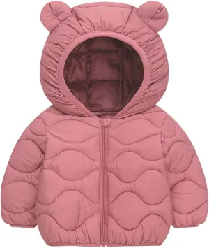 Puffer Jackets For Baby 2024 Fall Winter Toddler Coats Kids Warm Lightweight Outerwear Cute Zip Up Bear Hoods Outfit