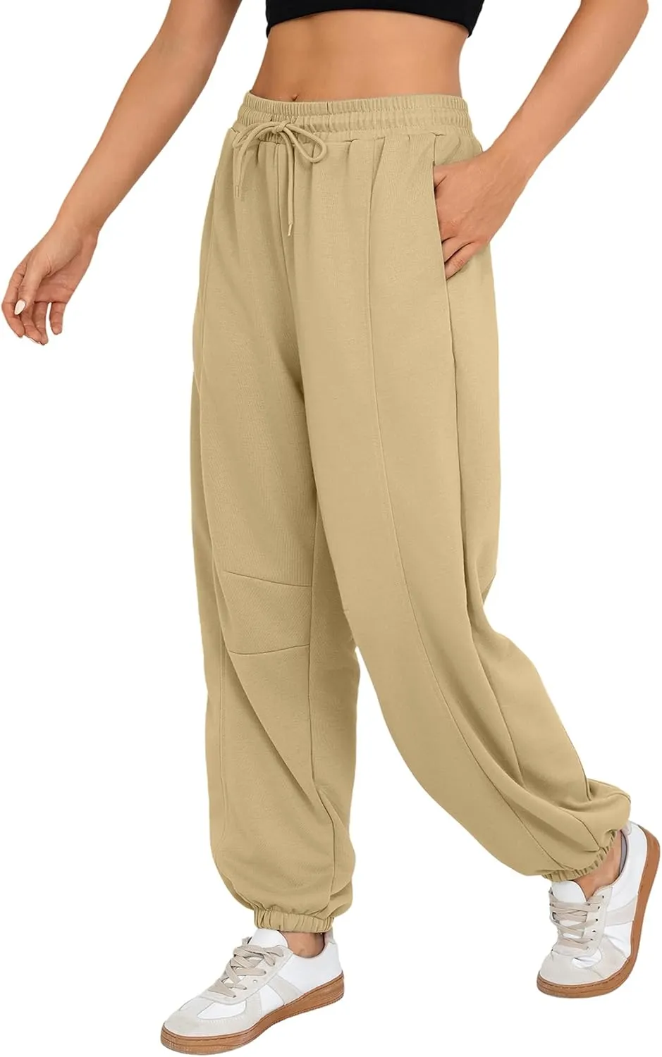 Quenteen Womens Sweatpants Casual Loose Lightweight Joggers Pants Fall Baggy Lounge Pants Drawstring Workout Bottoms