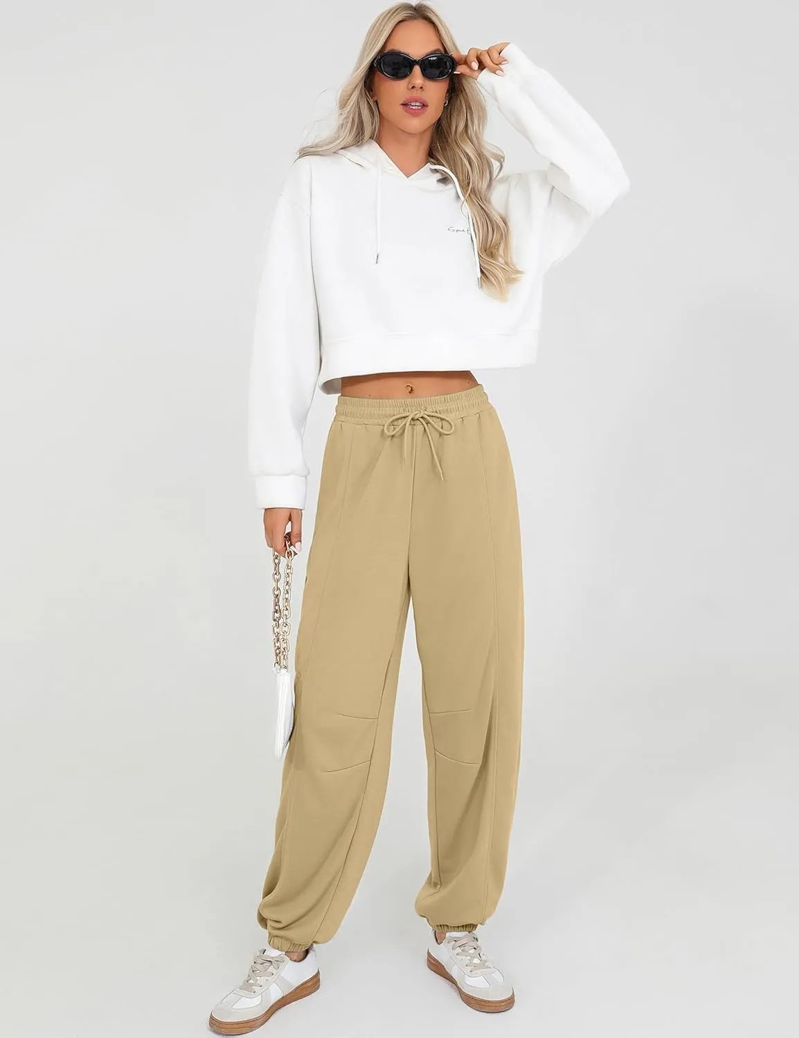 Quenteen Womens Sweatpants Casual Loose Lightweight Joggers Pants Fall Baggy Lounge Pants Drawstring Workout Bottoms