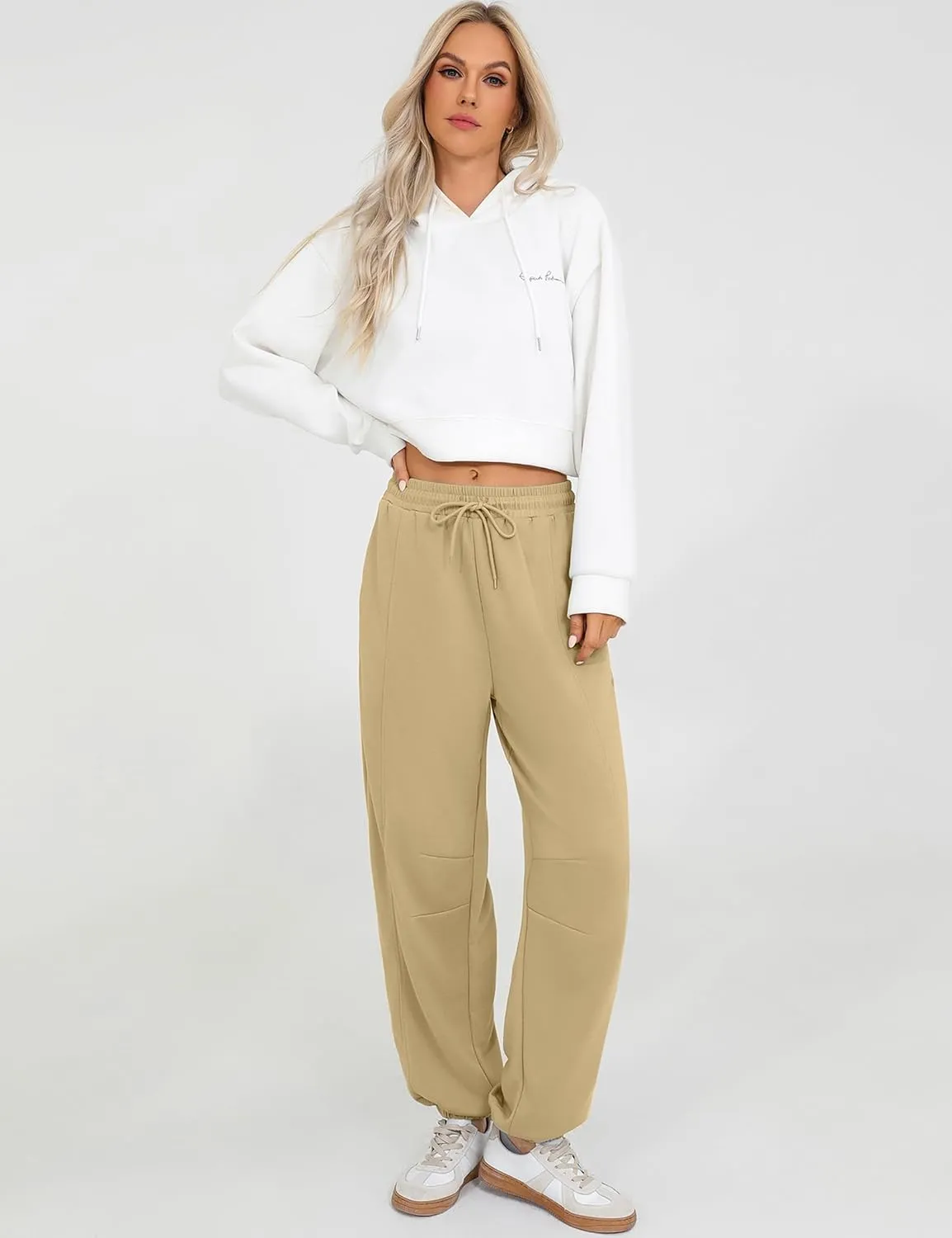 Quenteen Womens Sweatpants Casual Loose Lightweight Joggers Pants Fall Baggy Lounge Pants Drawstring Workout Bottoms
