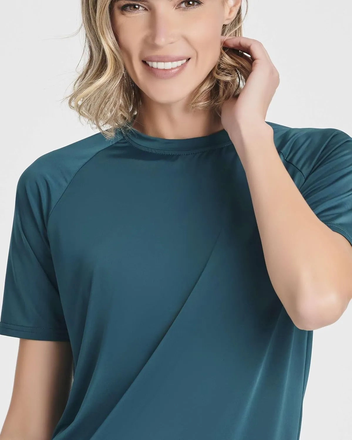 Real Essentials 4 Pack: Women's UPF Short Sleeved Active Rashguard & UV Sun Protection Swimsuit Top (Availabe in Plus Size)