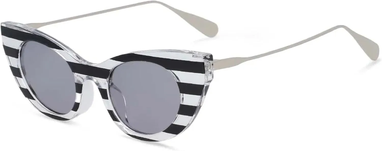 Retro Cat Eye Stripe Sunglasses Fashion Men Women Shades Uv400 Vintage Glasses