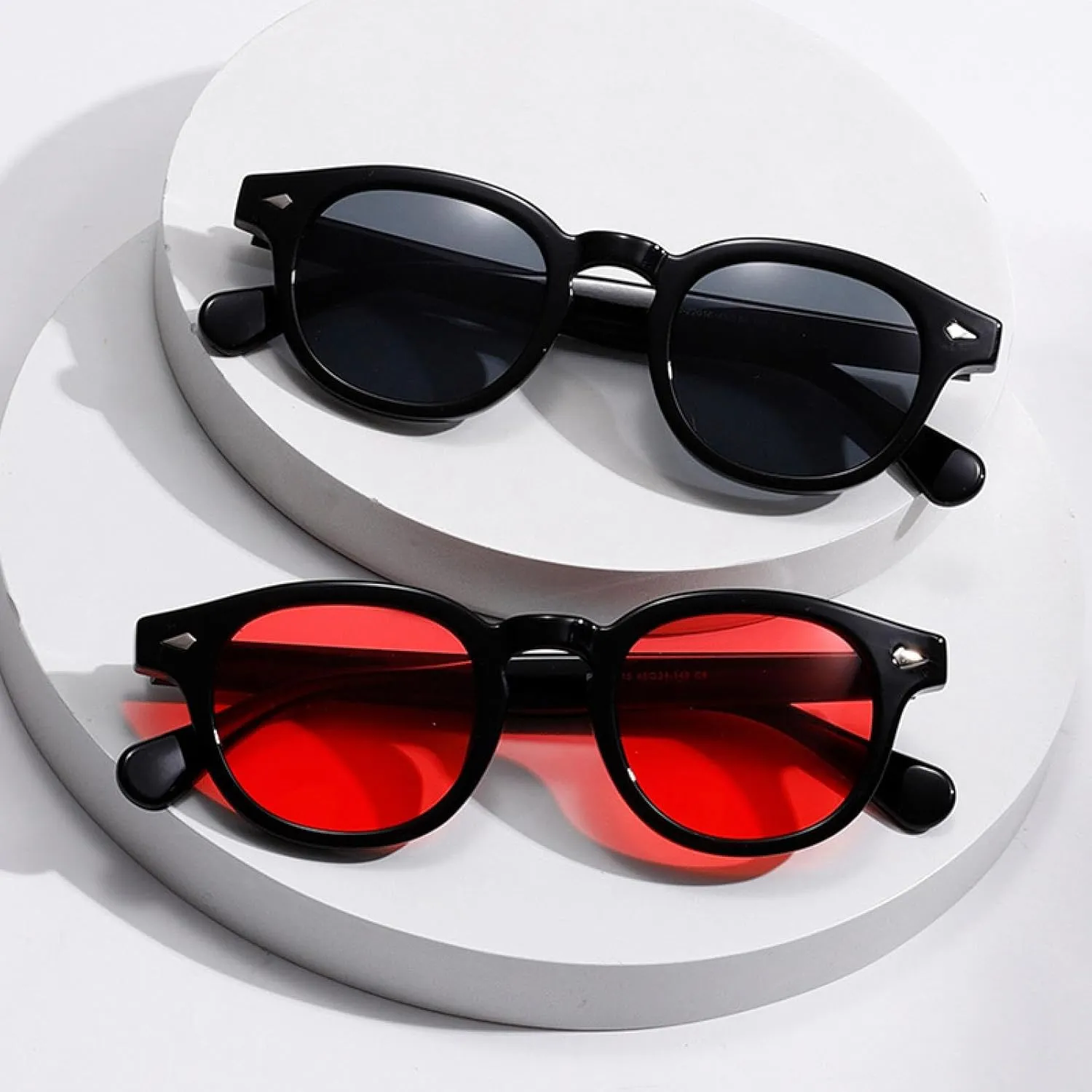 Retro Round Women Sunglasses Shades Uv400 Fashion Red Green Men Punk Rivets Gradient Sun Glasses