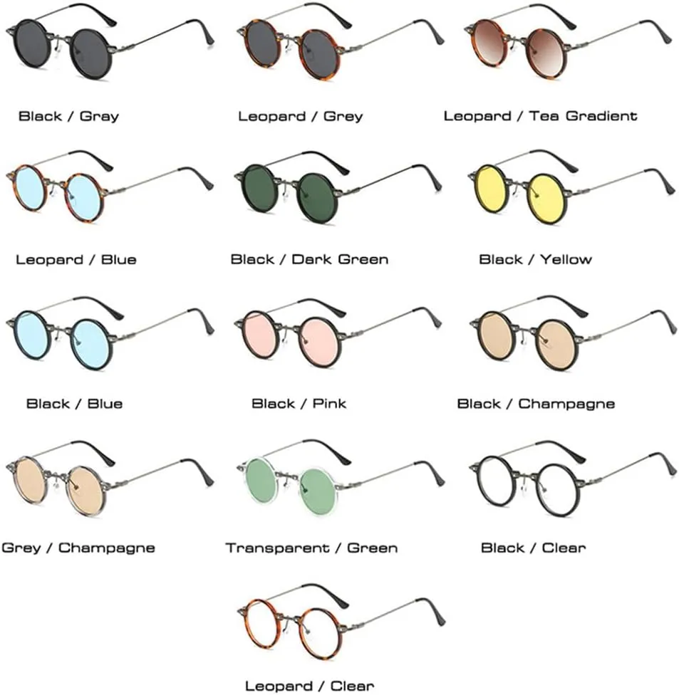 Retro Small Round Women Sunglasses Clear Ocean Lens Shades UV400 Men Punk Sun Glasses