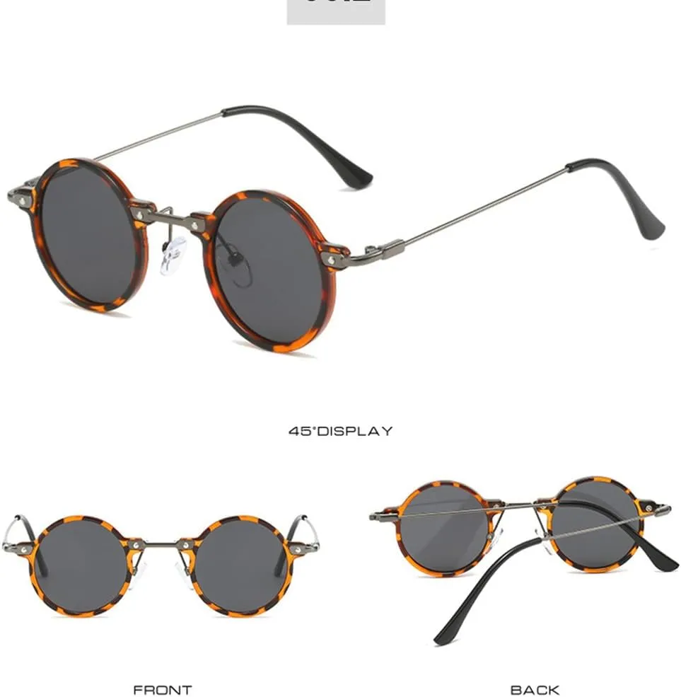 Retro Small Round Women Sunglasses Clear Ocean Lens Shades UV400 Men Punk Sun Glasses