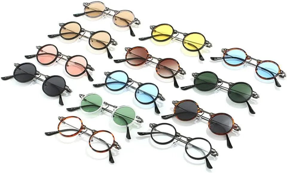 Retro Small Round Women Sunglasses Clear Ocean Lens Shades UV400 Men Punk Sun Glasses