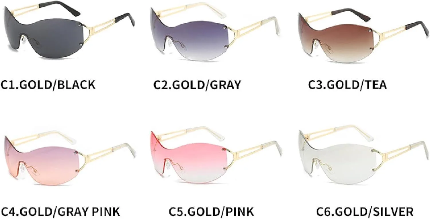 Rimless Sunglasses Women Men Fashion Glasses Outdoors Cycling Shades Uv400
