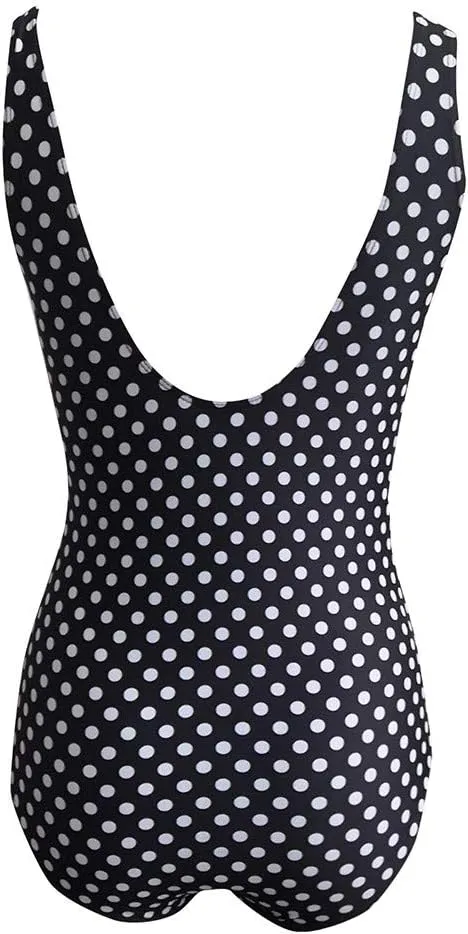 Rvidbe Women's Bikini Swimsuits Women's 1 Piece Swimsuit Sexy Black Cutout Scallop Trim Bathing Suit