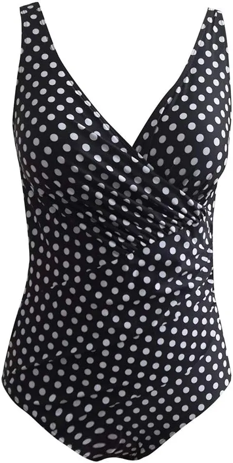 Rvidbe Women's Bikini Swimsuits Women's 1 Piece Swimsuit Sexy Black Cutout Scallop Trim Bathing Suit