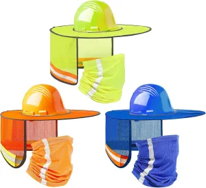 SATINIOR 6 Pcs Hard Hat Sun Shade High Visibility Sun Visor Neck Sunshade with Reflective Strip Hard Hat Accessories Construction Sites for Men Women, Hard Hat Not Included