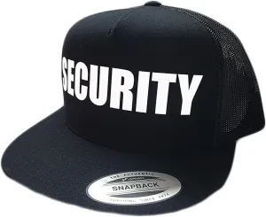 Security Trucker Mesh 5 Panel Snapback Baseball Cap Hat Black
