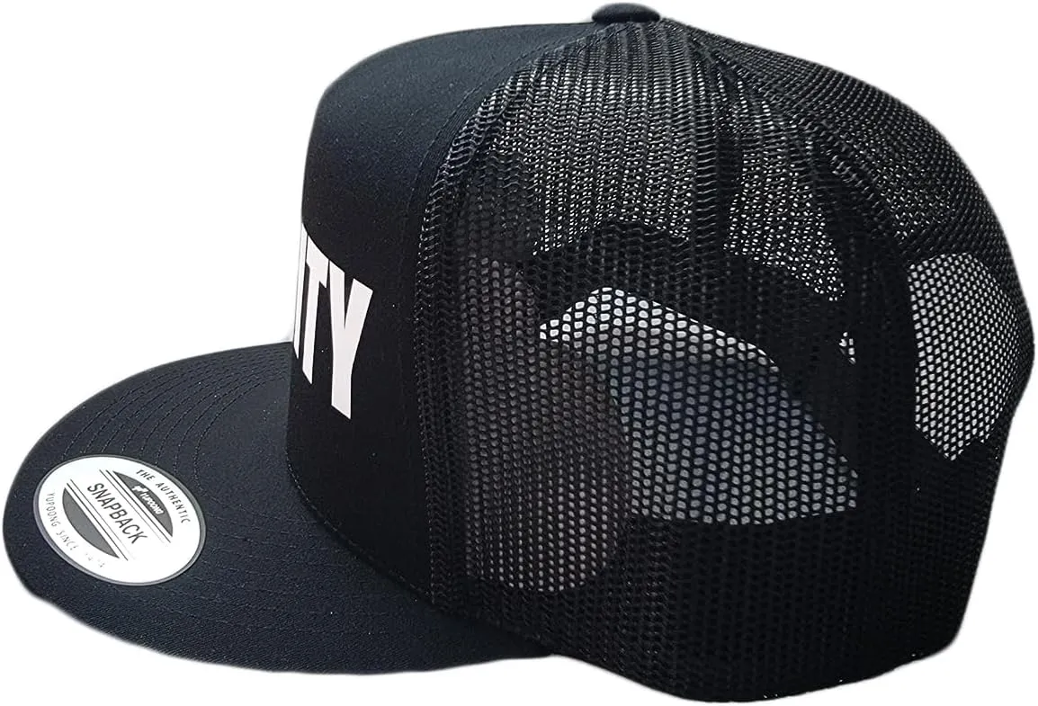 Security Trucker Mesh 5 Panel Snapback Baseball Cap Hat Black