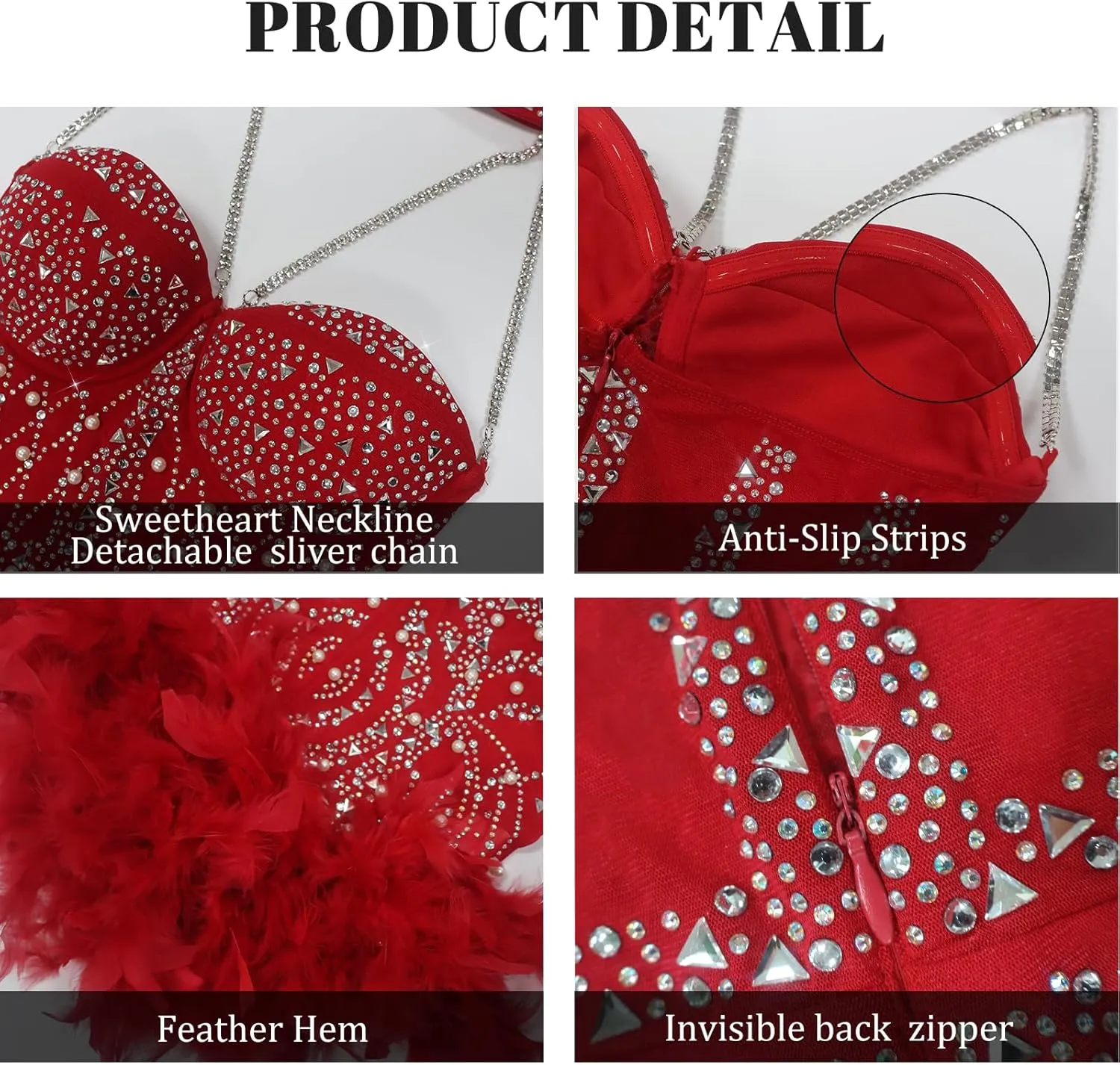 Sexy Feather Rhinestone Backless Mesh Sheer Burlesque Outfit Nightout Clubwear Birthday Party Dress